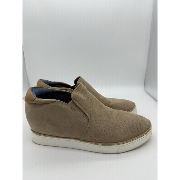 Dr Scholls Shoes Womens 7.5 Tan If Only Hidden Wedge Slip On Suede Comfort - Picture 1 of 8